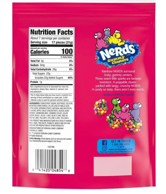 Nerds Gummy Clusters Candy Stand Up Bag