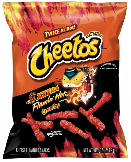 cheetos crunchy XXTRA flamin' hotCheese